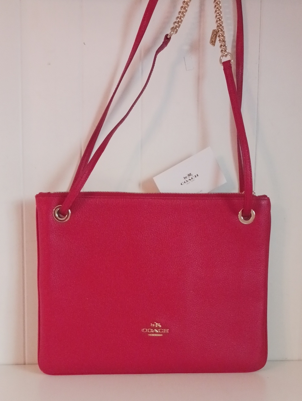 COACH NEW RED LEATHER CROSS BODY BAG